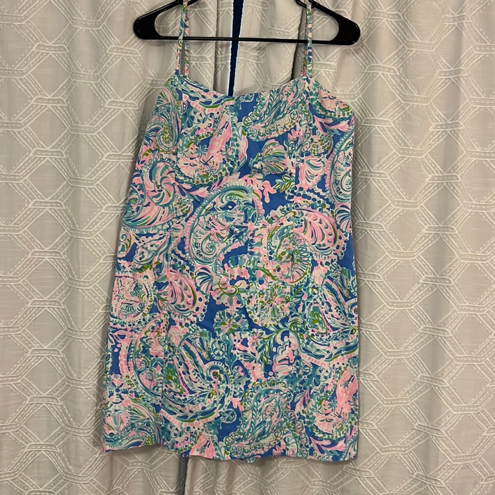 Lilly Pulitzer Blue Pink Green Paisley Shift Dress